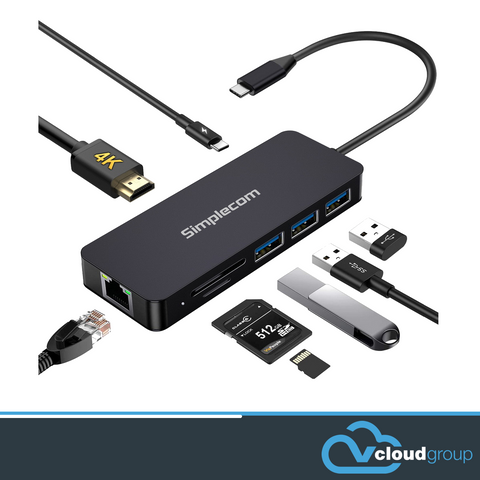 Simplecom CHN580 USB-C SuperSpeed 8-in-1 Multiport Hub